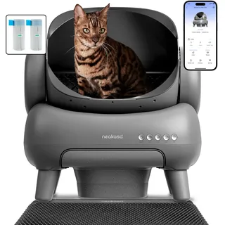 Neakasa M1 Oben offene Katzenklo selbstreinigend Katzentoilette XXL, Geruchsfreie, Hygienisch, App-Steuerung, Große Fassungsvermögen, mit Katzenstreu Matte, Cat Litter Box mit für mehrere Katzen