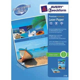 Avery Zweckform Kopierpapier Fotopapier Laser A4 200g/qm glossy VE=100 Blatt (14 Stück) weiß