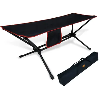 CCLIFE Hängematte mit Gestell Camping, 200x70 cm, 900D Oxford, Schwarz | Carbon (4,5 kg); 900D Oxford (wasserabw.); 3-fach verstärkt & Tasche; Werkzeugloser Aufbau; Inkl. Tasche.