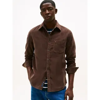 Tommy Hilfiger Langarmhemd TOMMY JEANS "TJM BABY CORD", Herren, Gr. 3XL, N-Gr, schwarz walnut, Web, Obermaterial: 100% Baumwolle, regular fit, Manschette, Hemden, Kentkragen, regular fit
