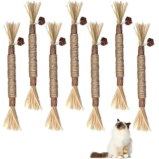 RNXSIB 7 Stück Katzenminze Sticks, Zahnreinigende Knabberstangen, Zahnreinigende Knabberstangen Katze, Katzenminze Stick für Katzen Zahnpflege