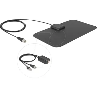 DeLock DAB+ DVB-T2 F Stecker 5 25 dB aktiv omnidirektional schwarz