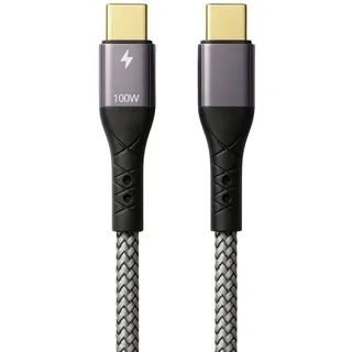 ProfiPatch ProfiPatch USB C Kabel 100W PD 3.0 5A E-Mark Chip 1m grau Goldkontakt USB-Kabel grau