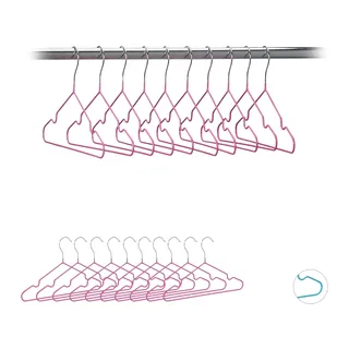 Relaxdays Relaxdays, pink Kinderkleiderbügel im 20er Set, platzsparende Drahtbügel, Babybügel mit Kerben, PVC-beschichtet, 30 cm, Verchromtes Eisen, 20