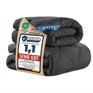 WAVVE Bettdecke 135x200 4 Jahreszeiten 2 teilig Grau - Ganzjahresdecke 135x200cm 300gsm+ Sommerdecke 135 x 200 150gsm=Winterdecke 450gsm, Steppdecke 200x135 für Vierjahreszeiten/Sommer/Winter