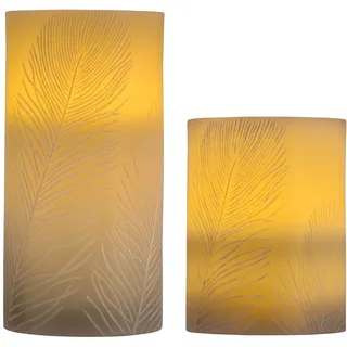 Pauleen Cosy Feather LED-Kerze 2 St. grau/weiß