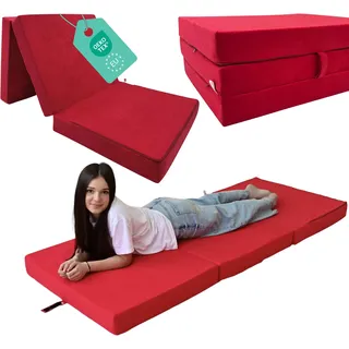 Odolplusz Faltmatratze Klappmatratze Matratze faltbar klappbar Gästematratze Reisematratze (Rot, 80x200x10cm)