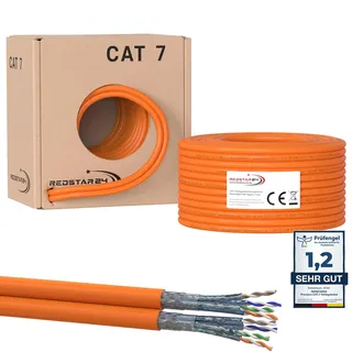 RedStar24 CAT7 Duplex Kabel 50m Verlegekabel Netzwerkkabel CAT 7 Twin LAN Installationskabel SFTP PIMF Kat.7 Netzwerk Ethernet Verkabelung Datenkabel Gigabit Kupfer Ethernet AWG23/1 Duplex, 50m
