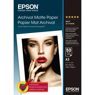 Epson Archival Matte Papier A3 192 g/m2 50 Blatt (S041344)