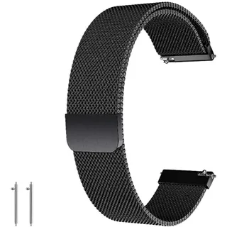 Mesh Woven Metal Uhrenarmband,Schnellverschluss Uhrenarmband mit Magnetverschluss Smart Watch Armbänder für Herren Damen 22mm schwarz.