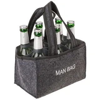 Out of the Blue Flaschenträger Bier Handtasche Flaschenträger MAN BAG Männer Bierflaschen Tasche grau