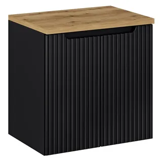 Lomadox Waschtisch-Unterschrank 60 cm schwarz Eiche 40 cm tief Waschbeckenschrank Badmöbel Badschrank 2Türen B/H/T ca. 60,4/59,5/40 cm