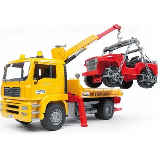Bruder 02750 - MAN TGA Abschlepp LKW mit Geländewagen 1:16