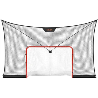Vevor Hockeytor- und Fangnetz-Set 366 x 213 cm mit Erweiterter Abdeckung, Leichtes Tragbares Komplettset, Strapazierfähiges Hockeynetz, Street-Hockey-Tor-Trainingsset für Jugendliche und Erwachsene