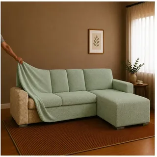 Belmarti Sofahusse 1-teiliger Sofabezug für L-Form mit Ottomane, hergestellt in Spanien, elastisches Material, hochwertiger und langlebiger Baumwollmix