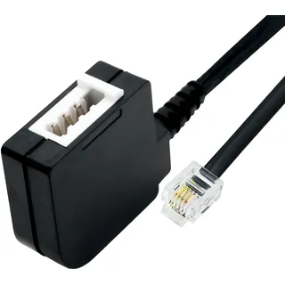 BIGtec Telefon TAE Adapter TAE-F Buchse auf RJ11/RJ14 6P4C Stecker Telefonadapter Adapterkabel Telefon Festnetz Router Modem Splitter Telefonkabel Kabel 0,2m schwarz