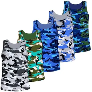LOREZA 5er Set Unterhemden - Camouflage - Bunt | Gr.: 140/146