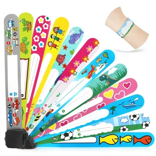 Kinder Namensarmband 12 Stück,Notfall-Armband für Kinder,Armband kinder telefonnummer wasserdicht verstellbar,Für Outdoor-Aktivitäten von Kindern