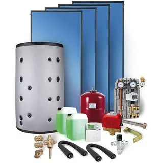Sunex Solaranlage Paket SX2.51 10,04m2 Flachkollektor Frischwasserspeicher 800l Heizung
