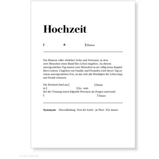Frank Paperman Hochzeitskarte Urkunde Eheschließung, Urkunde Trauzeuge, Definition Design, orginelle Hochzeitsgeschenke, Vordruck im DIN-A4-Format, Standesamt