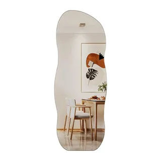 Muzilife Asymmetrischer Wandspiegel Rahmenloser Spiegel Wellig, 160x60cm Ganzkörperspiegel Unregelmäßiger Großer Wandspiegel mit MDF-Rückwand für Wand Wohnzimmer Flur Eingang Deko