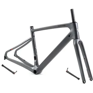 HIMALO 700C Carbon Rennrad-Rahmensatz 45/48/51/54CM Scheibenbremse Gravel Bike Rahmen Steckachse F12x100mm R12x142mm Interne Verlegung Rahmen Leichtgewicht (Size : 54CM)