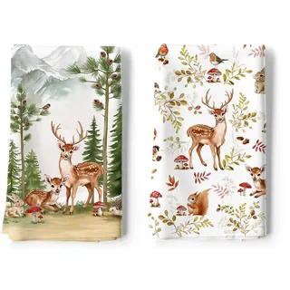 Arquiel Weihnachten Geschirrtücher Baumwolle 2 Stück, Küchentücher 100% Baumwolle Dschungeltiere Küchenhandtuch Set Multi-Purpose Hochwertige Küche Trockentuch Bar Handtücher 48 x 70CM