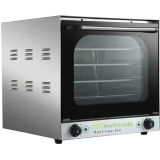 GS Multitrade Heißluftofen Backautomat Edelstahl 2600 Watt Konvektionsofen Temperatur 0-300 Grad Timer 4 Bleche