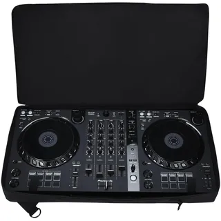 Tragetasche für Pioneer DDJ-FLX6/GT, DJ-Controller Case, mit Schultergurt | 900D Polyester, wasserabweisend, Plüschsamt, 3 Fronttaschen für 17" Laptop-fach, Tasche für Numark NS4FX/Mixtrack 800 808
