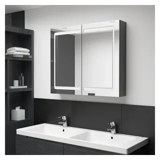 vidaXL LED-Spiegelschrank fürs Bad Glänzend Grau 80x12x68 cm