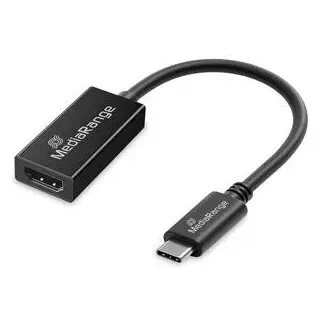 MediaRange USB Type-C zu HDMI Audio und Video Konverter, 20cm, schwarz