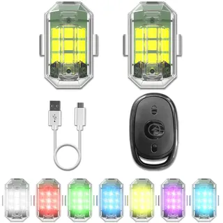 Craznick 2*Drone Strobe Light mit 1*fernbedienung für DJI Mini 5 Pro/4K/4 Pro/2 SE/3 Pro/Mavic 2S/Air 3 Phantom Wiederaufladbare Blitzlicht Wasserdich Led Blitzer für Auto Drohne Kinderspielzeug