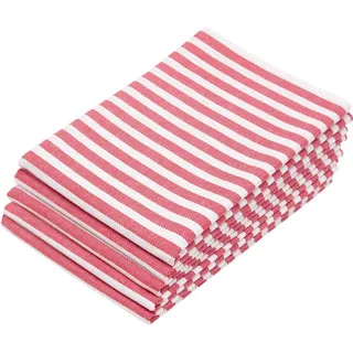 ZOLLNER Geschirrtücher,, rot Textil, 50x70 cm, 100% Baumwolle, weiß-rot, gestreift- 5 Stück
