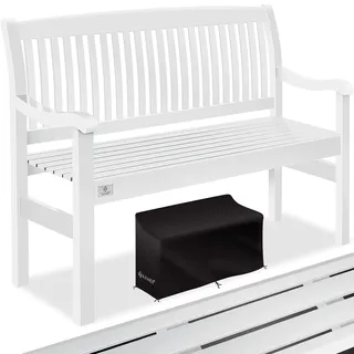 KESSER® Gartenbank Holz wetterfest 125cm Holzbank Garten 2-3 Sitzer, Sitzbank Outdoor, Balkonbank aus Massivholz, Parkbank 320 kg belastbar für Garten, Terrasse & Balkon inkl. Abdeckung, Weiß