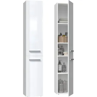 Topeshop Nel II Badezimmerschrank 31 x 30 x 174 cm Weiß Hochglanz