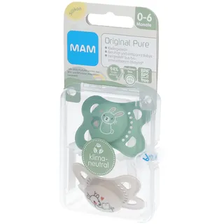 MAM Original Pure Siliconen Fopspeen Groen - Ecru 0-6 Maanden 2 St Sauger