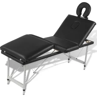 vidaXL Massageliege Klappbar 4-Zonen mit Aluminiumgestell Schwarz
