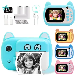 Sofortbildkamera für Kinder, 6,1 cm LCD-Bildschirm Kinder Druckkamera,Digitalkamera mit 6-fachem Zoom,24 M Pixeln Dual-Objektiv & 1080P Videorekorder, Geschenk für Jungen und Mädchen(Grün)