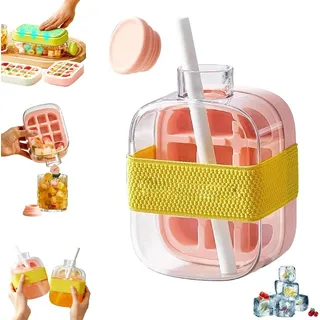 enseak Ice Bottle Cup,eiswürfel Flasche,Ice Cube Bottle,Eiswürfelbehälter Mit Deckel Und Behälter,Ice Cube Bottle,eiswürfelflasche Mit Deckel,2 In 1 Ice Cube Tray,Water Bottle with Lid and Container