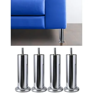 IPEA 4X Möbelfüße Sofa - Füsse Modell ACQUAMARINA – Höhe 120 mm – Füße im Eleganten Design für Sessel, Schränke, Betten - 4 Metall Beine aus Eisen – Mobelfusse Farbe Verchromt
