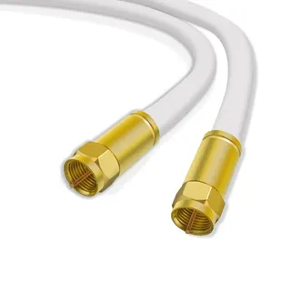 Sterndiscount 1m SAT TV Koaxial Kabel 5-Fach Schirmung 135dB Ultra HD 4K Satellitenkabel DVB-S2 DAB vergoldete F-Anschlussstecker für Sat-Anlage, Kabelmodem mit F-Stecker 75Ohm Weiß