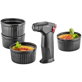 GEFU Crème Brûlée-Set 5-tlg. - Gasbrenner & 4 Keramikschalen
