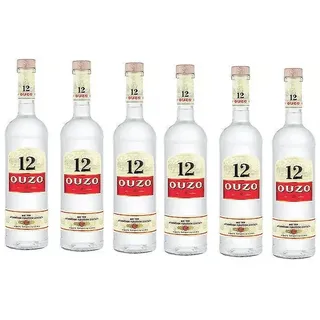 6 Flaschen Ouzo 12 Griechischer a 0,7L Anis 38% alk.