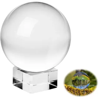Leikurvo Glaskugel Fotografie Kugel: 80mm K9 Kristallkugel mit Ständer, Klare Linsenkugel Glaskugel Kristall Deko für Zuhause, Büro, Fotografie Zubehör, Wahrsagerkugel Geschenk für Hobbyfotografen