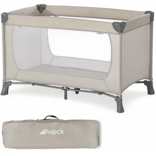 hauck Dream N Play, Beige - Baby & Kinder Reisebett mit Tragetasche ab Geburt bis 15 kg, Schnell & Kompakt Faltbar, Große Netzfenster