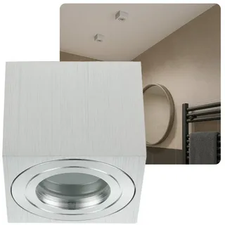 Sweet Led Deckenstrahler IP44 flach bad aus aluminium aufbaurahmen Feuchtraum 65mm hoch Aufbauleuchte Aufbaustrahler 230V Aufputzstrahler Spotleuchte Deckenstrahler Aufputz Spot matt chrom eckig