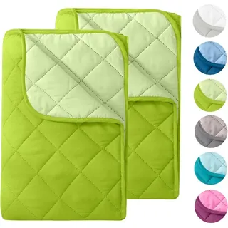 Wometo 2 Stück Microfaser Sommer Steppbett im Wende-Design 135x200 – grün und hellgrün kochfest 95° Leichtsteppbett für heiße Tage I ohne Bezug verwendbar I 2er Set