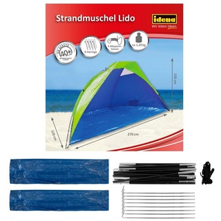 IDENA 40321 - Strandmuschel Lido mit UV Schutz 40+, ca. 2,7 x 1,2 x 1,2 m, leicht und kompakt für den Transport, ideal für Strand, Freibad, Garten und im Urlaub, grün