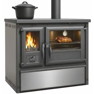 TRGO Gartenkamin Outdoor-Küchenofen Gartenherd Holzherd Modell Forno - Edelstahl - 6 kW grau