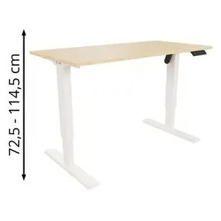 BISLEY E-StarterTech elektrisch höhenverstellbarer Schreibtisch ahorn rechteckig, T-Fuß-Gestell weiß 160,0 x 80,0 cm